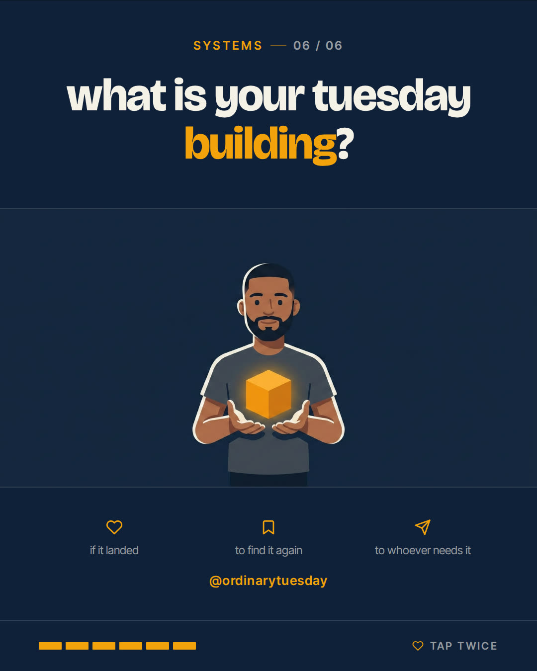 AI-generated navy and gold social carousel slide carrying the closing question